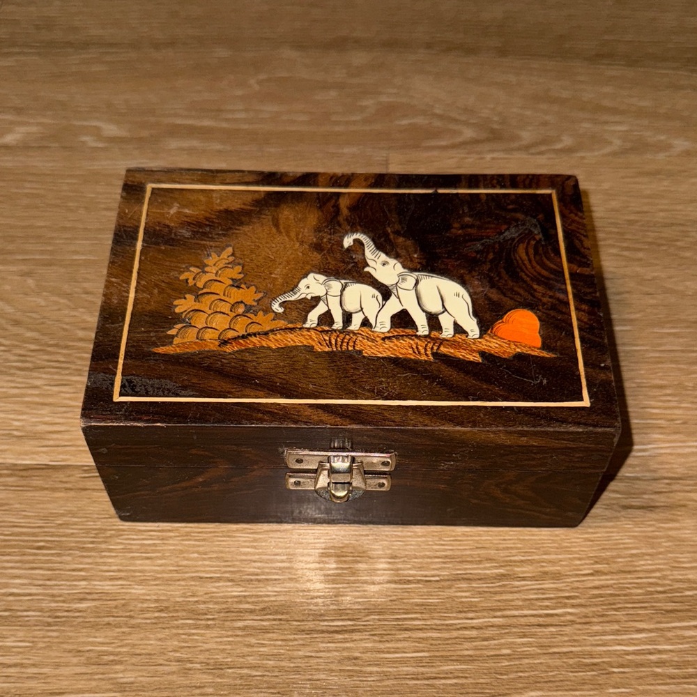 Wooden Jewerly Box with Elephant Design